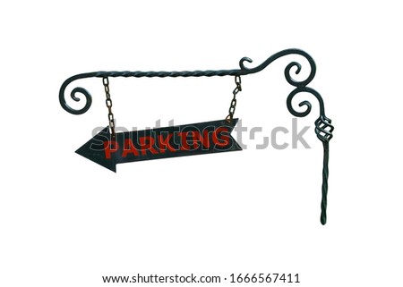 Directional road sign to parking. Clip art on white background