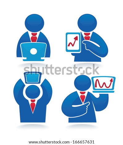 modern technology in business, vector collection of people and computers