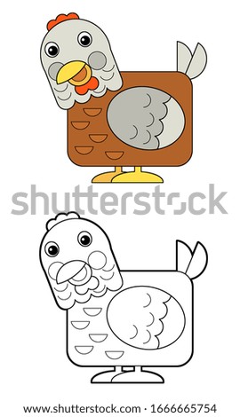 Cartoon funny bird chicken rooster isolated on white background - illustration for children