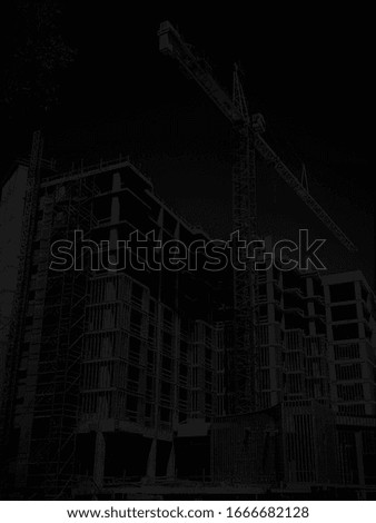 Minimalist Black View of a Skyscraper Construction Site