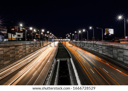 Beautiful long exosure nightscape photography shot of the biggest city road