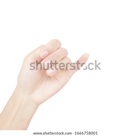 hand of asian man in gestures isolated on white background