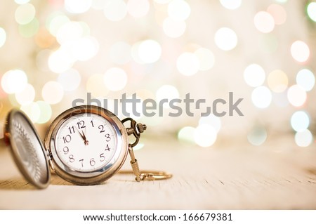 New Year's clock at midnight Royalty-Free Stock Photo #166679381