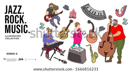 vector illustration jazz music set for poster, event, promotion, and concert.

