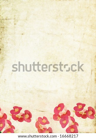 lovely background image with interesting texture, red floral elements and plenty of space for text