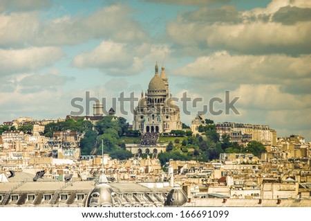 Sacre Coeur in cityscape of Paris