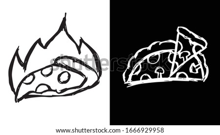 Vector Illustration of Pizza Fast Food Icon on Isolated Background. Use This Set or Collection of Hand Drawing or Sketch For Graphic Design.