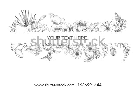 Hand drawn spring flowers for card, invitation, brochure.