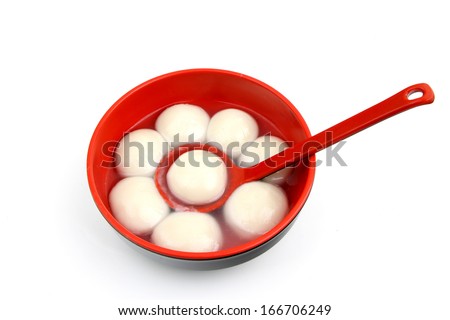 chinese food glue pudding in a bowl closeup photograph isolated on white background Royalty-Free Stock Photo #166706249