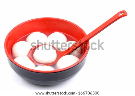 chinese food glue pudding in a bowl closeup photograph isolated on white background Royalty-Free Stock Photo #166706300