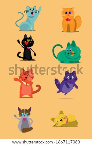 Cartoon design with cat set on yellow background