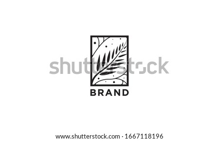 Vector logo on which an abstract image of an elegant twig with leaves.