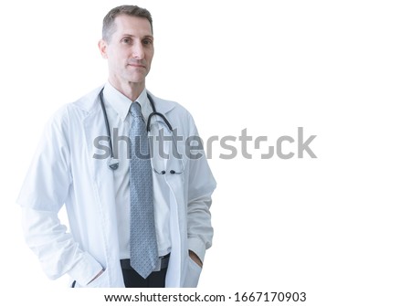 Portrait of confident medical doctor with smile. Medical hospital concept. Isolated with clipping path