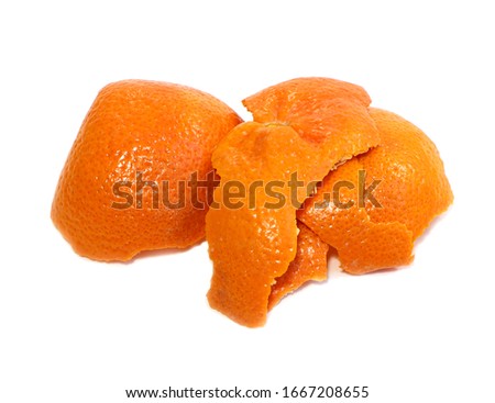 Peel of tangerine, mandarin,orange, Isolated on a white background.

