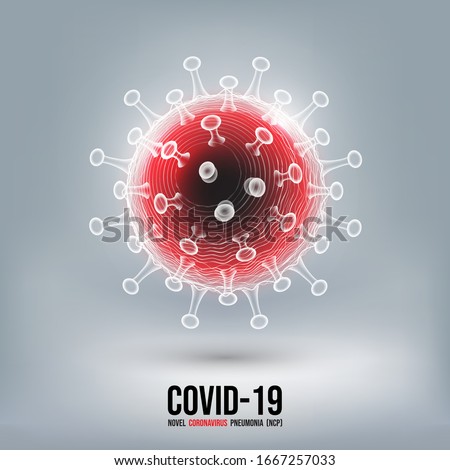 Coronavirus disease COVID-19 infection medical isolated. China pathogen respiratory influenza covid virus cells. New official name for Coronavirus disease named COVID-19, vector illustration Royalty-Free Stock Photo #1667257033