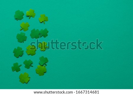 St.Patrick 's Day. Clover leaf on a green background
