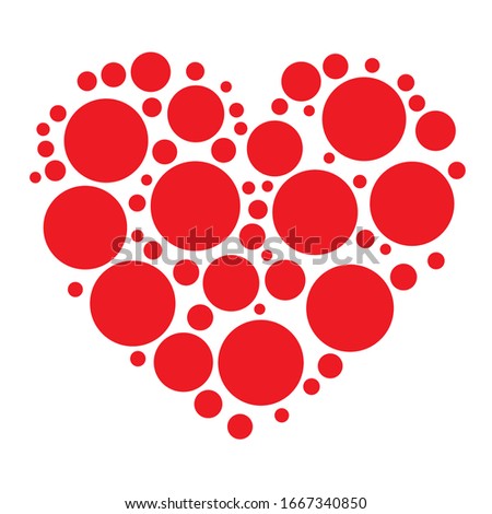 Dots, dotted, speckled heart element. Heart made of circles. Clip-art for love, affection, marriage heart-health concepts
