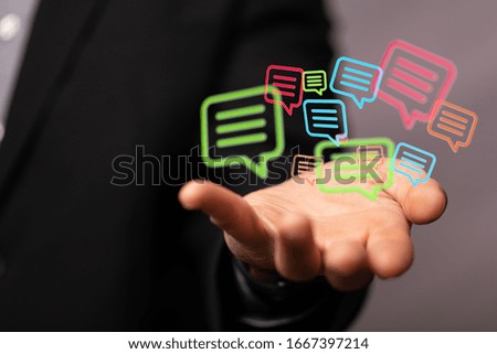 speech bubbles. People Chatting. 3d illustration of a communication concept, relating to feedback 3d