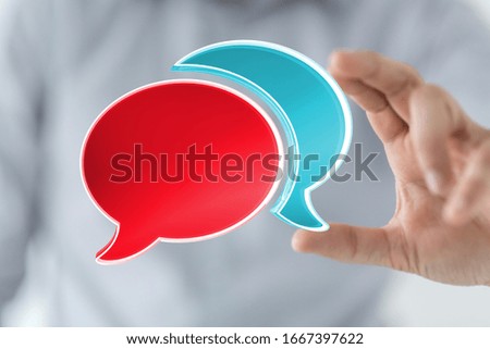 Digital icons with colorful dialog speech bubbles
