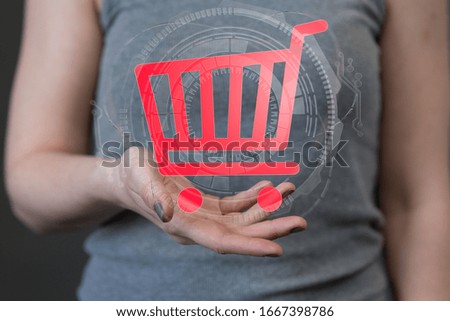 Online shopping business concept selecting shopping cart

