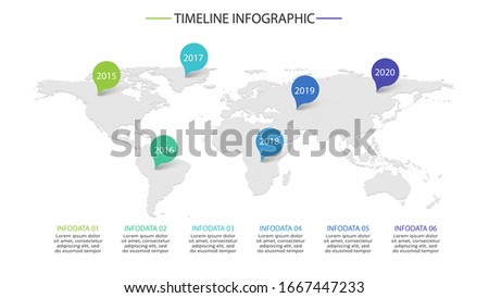 World map infographic with map pointers - Template vector design