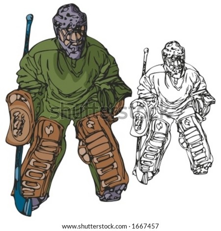 Hockey goalkeeper. Vector illustration