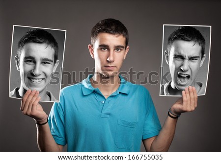portrait of young man with two faces