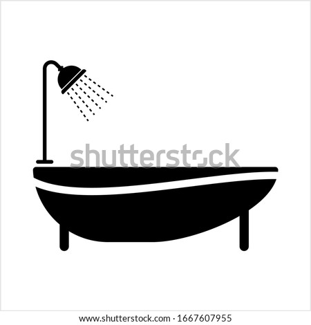 Bath Tub and Shower Icon Vector Illustration