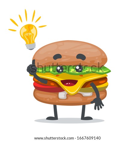 vector illustration of mascot or burger character got idea