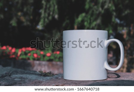white coffee mug mock up nature template