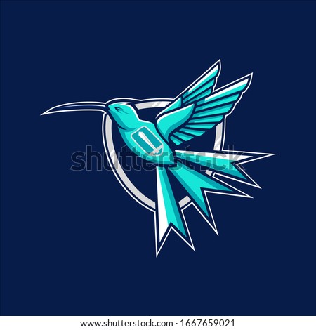 The Coolest and Clean Loten's Sunbird Logo on Blue Background for Esports Logo, Game Logo and Main Character or Mascot. New Vector Logo Illustration