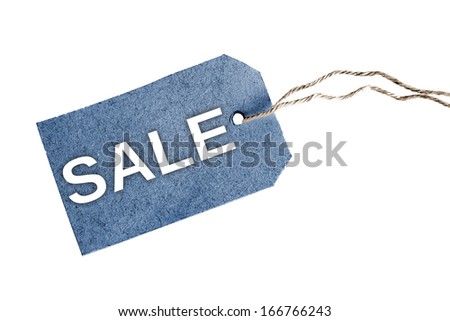 Sale word on blue tag