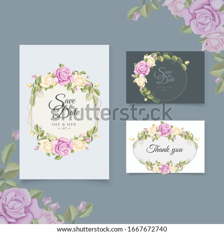 wedding card vector template rose save the date bundle