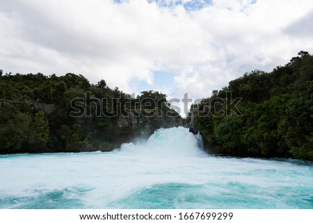 the majestic view of Huka Falls on the boat ride