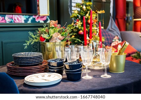 Christmas table setting. Christmas Family Dinner Table Concept