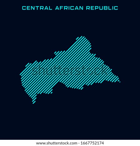 Striped Map of Central African Republic Vector Design Template