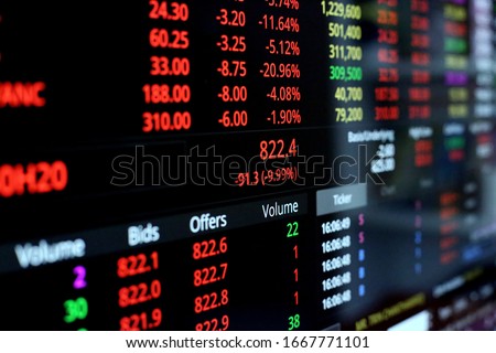 The Stock Exchange, Streaming Trade Screen, The stock screen shows a list of stocks with reduced value.
