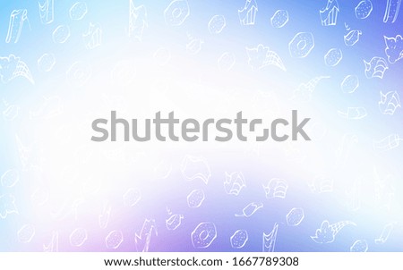 Light Pink, Blue vector texture with sweets, candies. Decorative shining illustration with sweets on abstract template. Design for ad, poster, banner of cafes or restaurants.