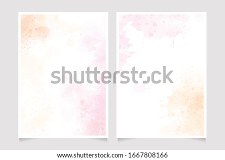 pink and gold watercolor splash background  5x7 invitation card template collection