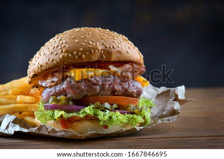 Burger on a dark background