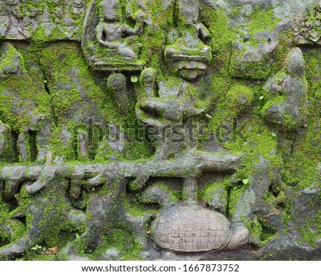 Mural relief at the temples of Angkor Wat, Cambodia