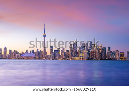 Toronto city Skyline at  sunset in Ontario, Canada