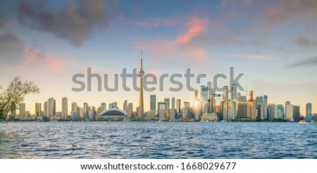 Toronto city Skyline at  sunset in Ontario, Canada