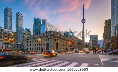 Downtown Toronto city Skyline at  twilight in Ontario, Canada