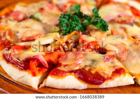 pizza with mozzarella cheese and vegetable
