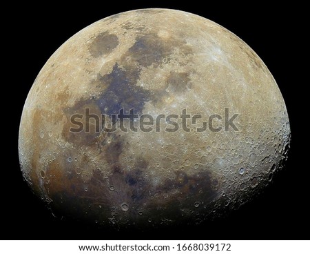 The various range of colors displayed in the picture are intentionally amplified during post-processing to clearly show the mineral composition of our Moon.
