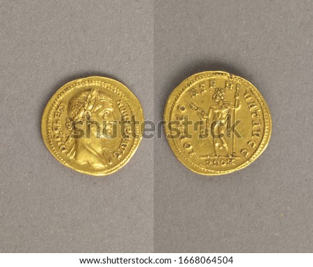 Aureus (Coin), Roman Gold aureus of Diocletian, Jupiter holding thunderbolt and sceptre
