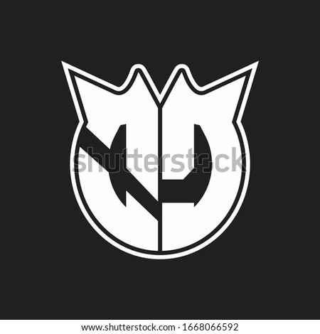 OC Logo monogram with horn shape style design isolated on black background