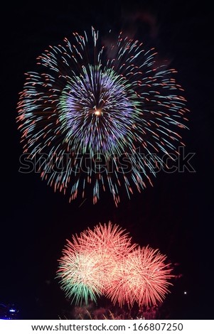 A large Brightly colorful Fireworks Display event