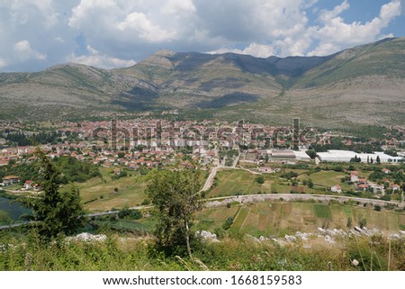 Top view of Trebinje city, Republika Srpska in Bosnia and Herzegovina